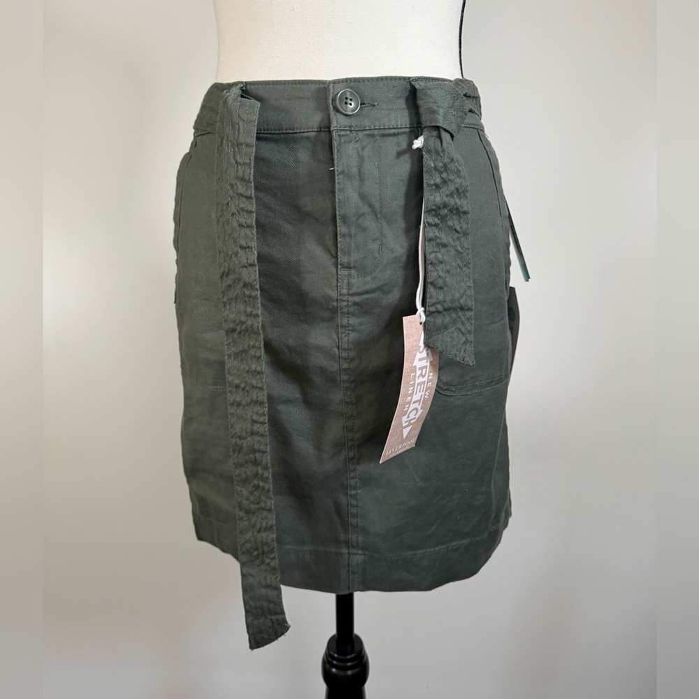 Liverpool Olive Tie-Front Mini Skirt